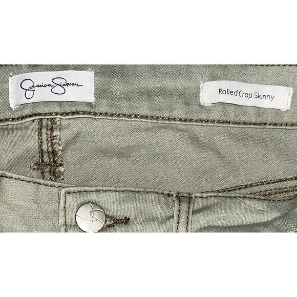 NWT Jessica Simpson Mid-Rise Rolled Hem Cropped Green Skinny Jeans 6 28X27 - Picture 6 of 7